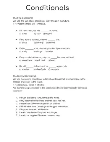 Three Conditionals Worksheet