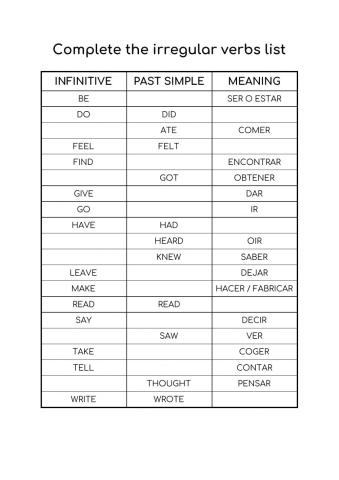 Irregular verbs