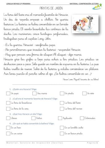 Lectura compresiva: Piratas de jabón