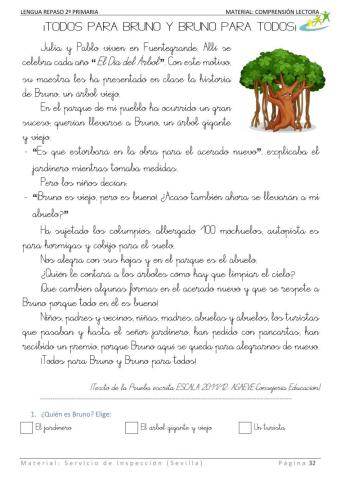16. El árbol Bruno. Lecturas cortas.