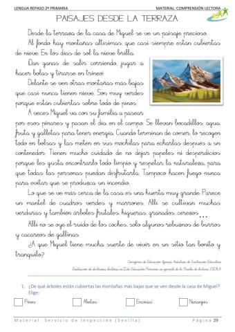 15. Paisajes desde la terraza. Lecturas cortas.