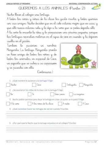 09 Queremos a los animales Parte 2. Lecturas cortas