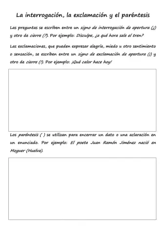 La interrogación, la exclamación y el paréntesis