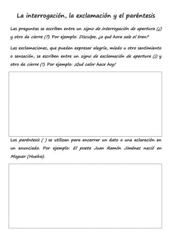 La interrogación, la exclamación y el paréntesis