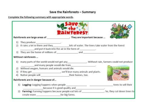Factfile - Help save the rainforest