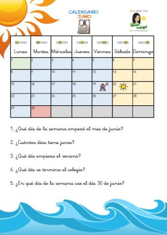 Calendario de Junio