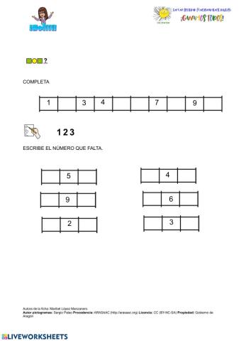 Escribe el número que falta.