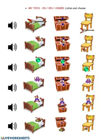 Prepositions on, in, under