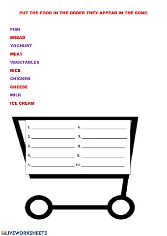 Listen and put the food in order