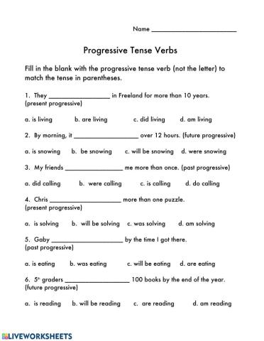 Progressive Tense Verbs