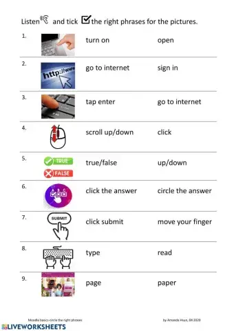 Computer action words
