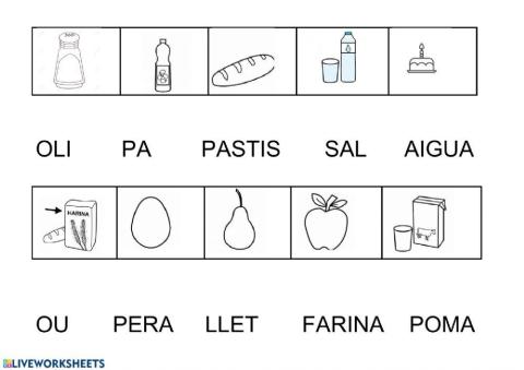 Unir paraules menjar