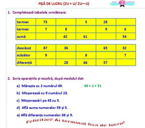 Numerele naturale 0 -100