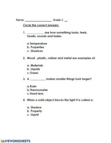 Science T3 W1-4 Quiz