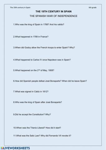 The 19th century in Spain