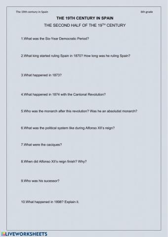 The 19th century in Spain