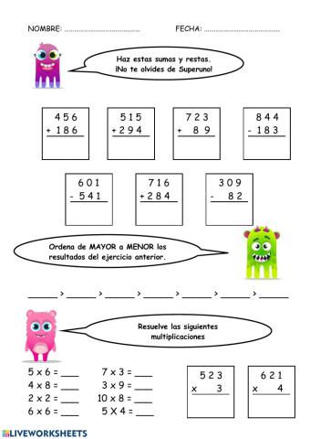OPERACIONES Y PROBLEMAS JUEVES 7 MAYO