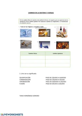 Cambios de la materia