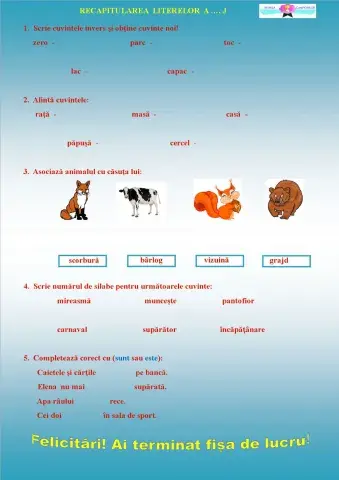 Recapitularea literelor A .... J