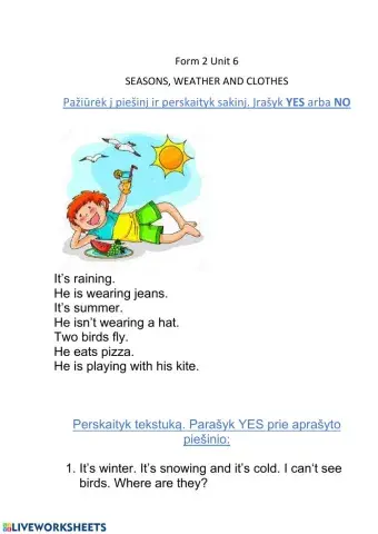Form 2 Unit 6 Seasons, weather and clothes