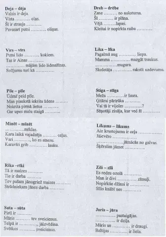 1 klase - patskaņu garuma diferencēšana