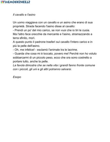 La favola lettura e comprensione