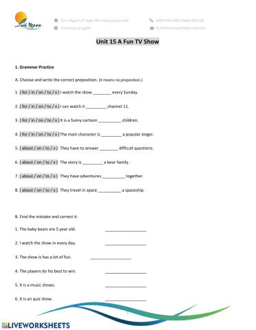 Unit 15-My favorite TV show