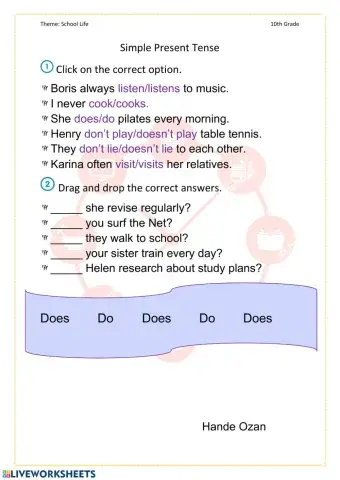 Simple Present Tense 10th grade
