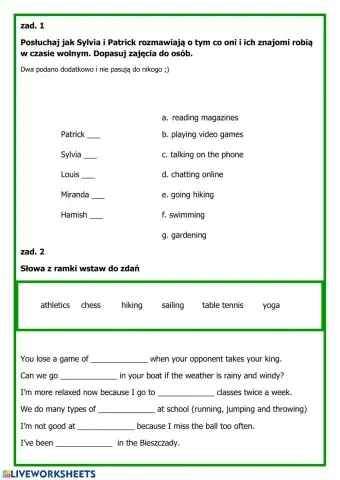 TEEN EXPLORER - unit 7 SKILLS WORK