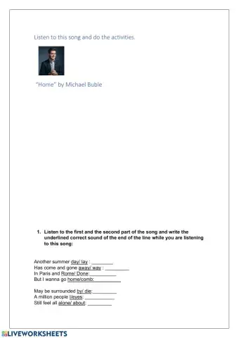 Listening to the song : Home by Michael Buble