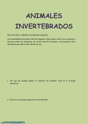 Animales invertebrados