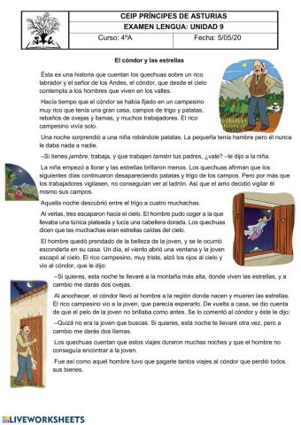 Examen Lengua Unidad 9