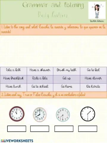 Daily Routines Listening and Grammar