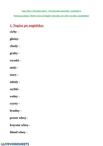 Steps Plus 4, unit 6 revision