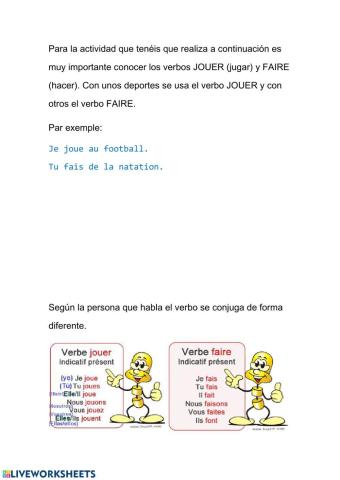 Les sports: jouer ou faire