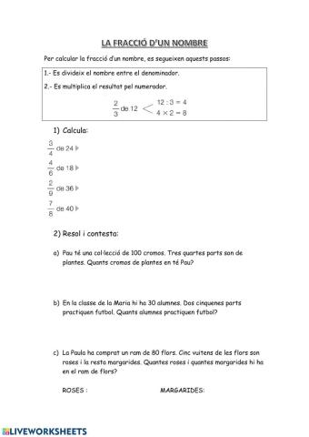 La Fracció d'un nombre