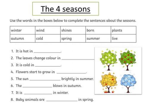 Seasons cloze procedure