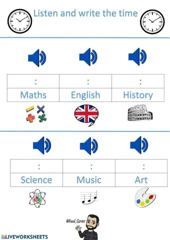 Listen and write the time