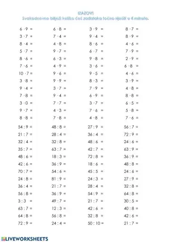 Izazov, množenje i dijeljenje