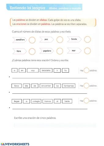 Silaba, palabra y oracion