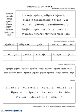 Ortografía g-j ficha4