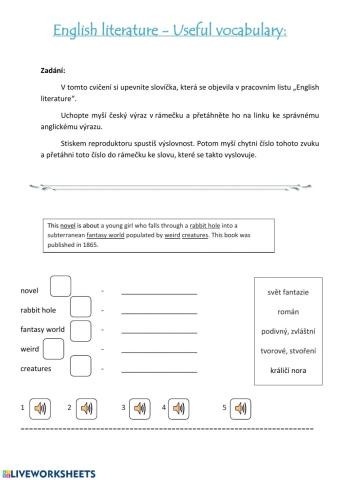 English literature - Useful vocabulary