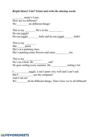 Bright Ideas 1 U7 Listening