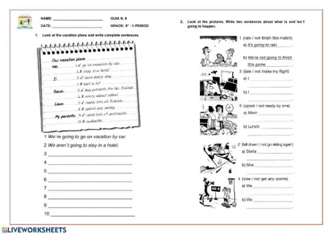 Be going to for future plans exercise