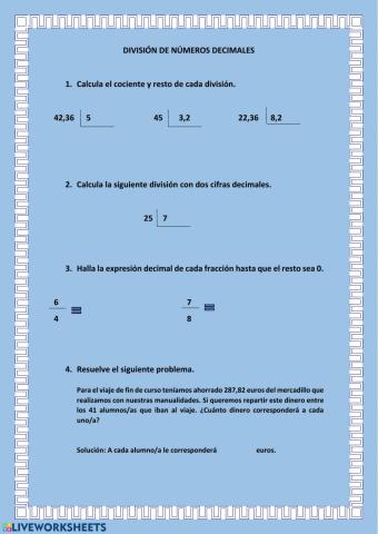 División números decimales