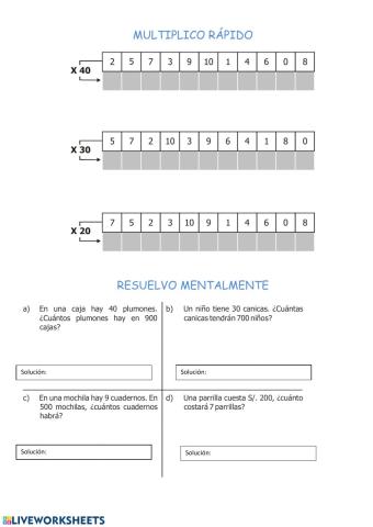 Multiplicar por decenas exactas