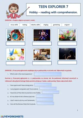 Teen Explorer 7 - Hobby - reading with comprehension