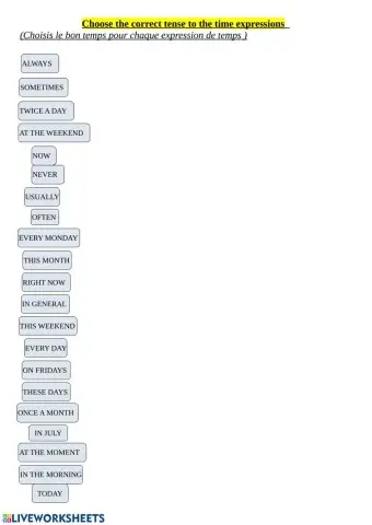 Time expression: présent simple VS continu