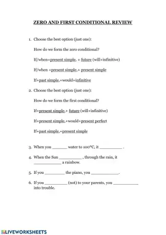 Zero and first conditional revision