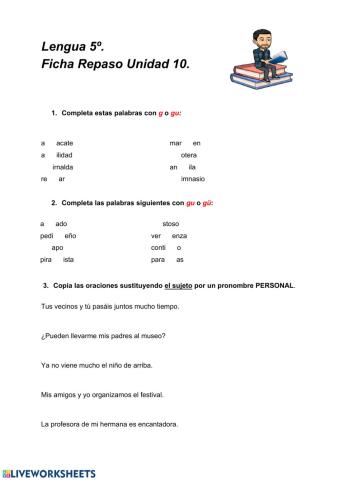 Lengua 5. Repaso unidad 10